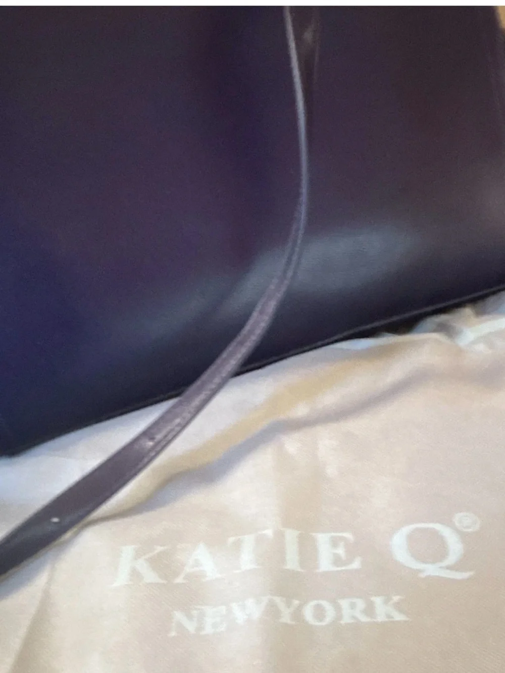 Classic Navy Leather Crossbody Satchel - Women by Katie Q New York with dust bag